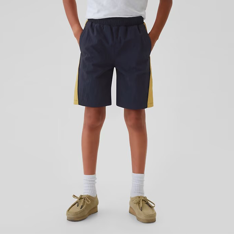 Kids Sports Nylon Shorts Custom Elastic Waist Contrast Gym Shorts