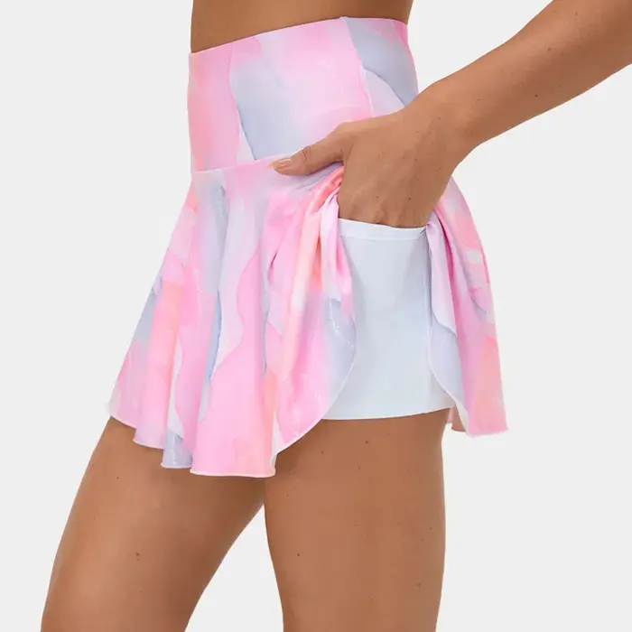 Custom sublimation pattern printing active wear women fitness sports tennis skirts