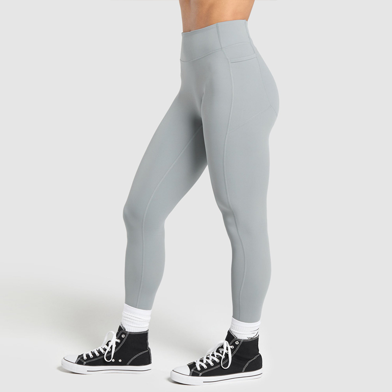 High quality Gym wear Manufacuter hot sale Custom polyester spandex big booty grey leggings with pockets