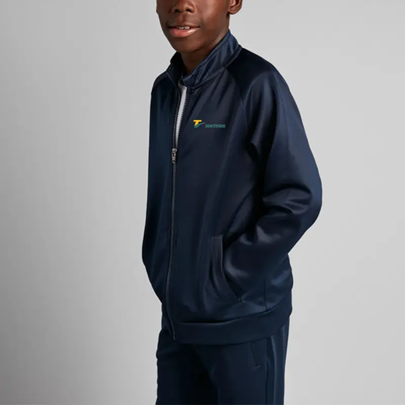 Junior Gym Tracksuit Custom Full Zip Up Polyester Sports Track Suits
